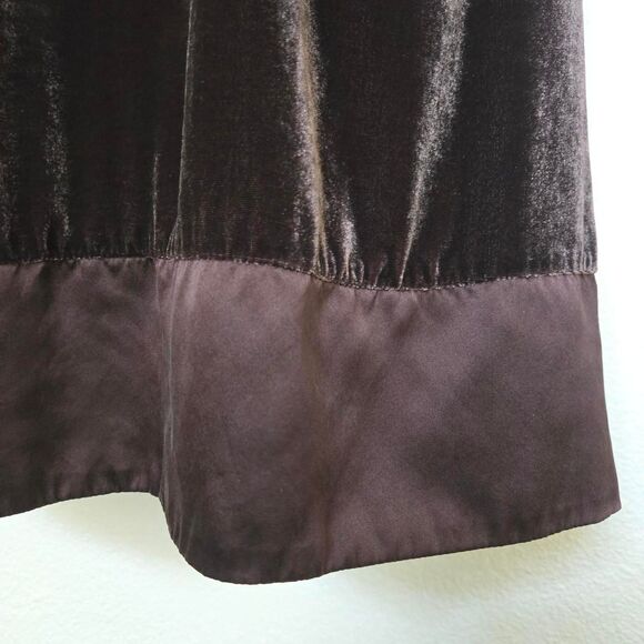 Vintage Y2K Gap Brown Velvet V Neck Dress Spaghetti Straps Silk Trim size 4 - Picture 8 of 11